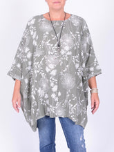 Lagenlook Oversized Cotton Tunic - 10077 FLORAL, Tops & Shirts, Pure Plus Clothing, Lagenlook Clothing, Plus Size Fashion, Over 50 Fashion